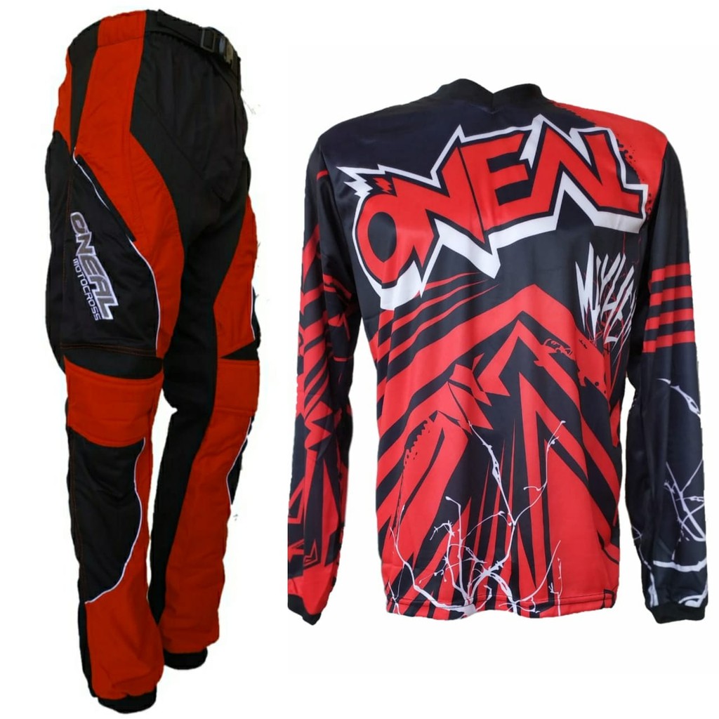 Baju Jersey Celana Trail Cross Motocross Trabas Adventure Oneal Hitam