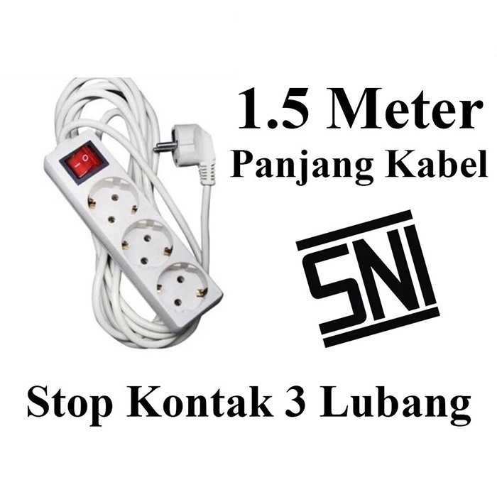 BEAUTY JAYA - [ COD ] - STOP KONTAK + KABEL 2/3/4/5 LUBANG 1.5/3/5 METER LUBAH BER-SNI