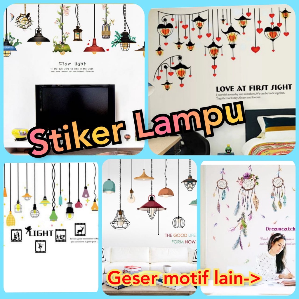 WALL STIKER STICKER DINDING TEMBOK LAMPU GANTUNG WALSTICKER CAFE WALLSTICKER DEKORASI KAMAR TIDUR