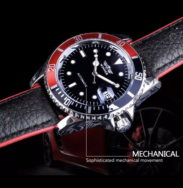 Jam Tangan Automatic Original Winner Submariner Cola Strap Kulit