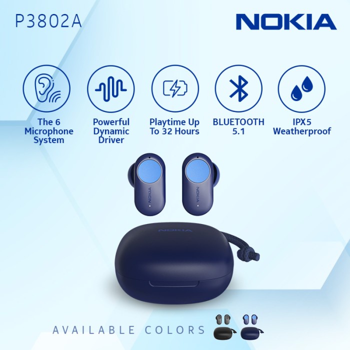 NOKIA PRO TRUE WIRELESS TWS EARPHONES P3802A - BLUE