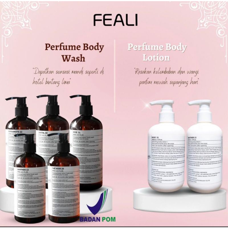 [BPOM] FEALI Perfume Body Wash Sabun Mandi Body Lotion Cair Shower Gel Brightening Moisturizer Anti 