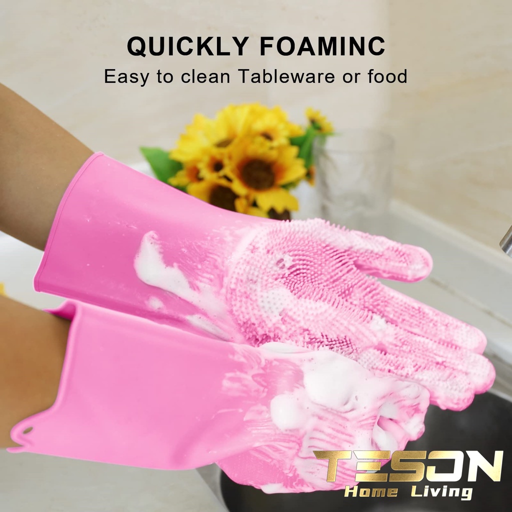 #TERMURAH!!! [Type TERBAL 165gG] Sarung Tangan Cuci Piring Silikon/Cleaning Gloves Anti Panas Oven Pembersih Alat Masak/SILIKON CUCI TANGAN SERBAGUNA/ SILICONE DISHWASHING GLOVES MAGIC