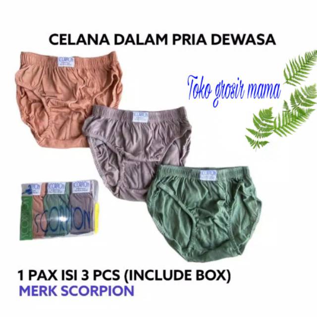 (3PCS) CD CELANA DALAM PRIA DEWASA / MANS UNDERWEAR SCORPION / CD COWOK PRIA MERK SCORPION MURAH / C