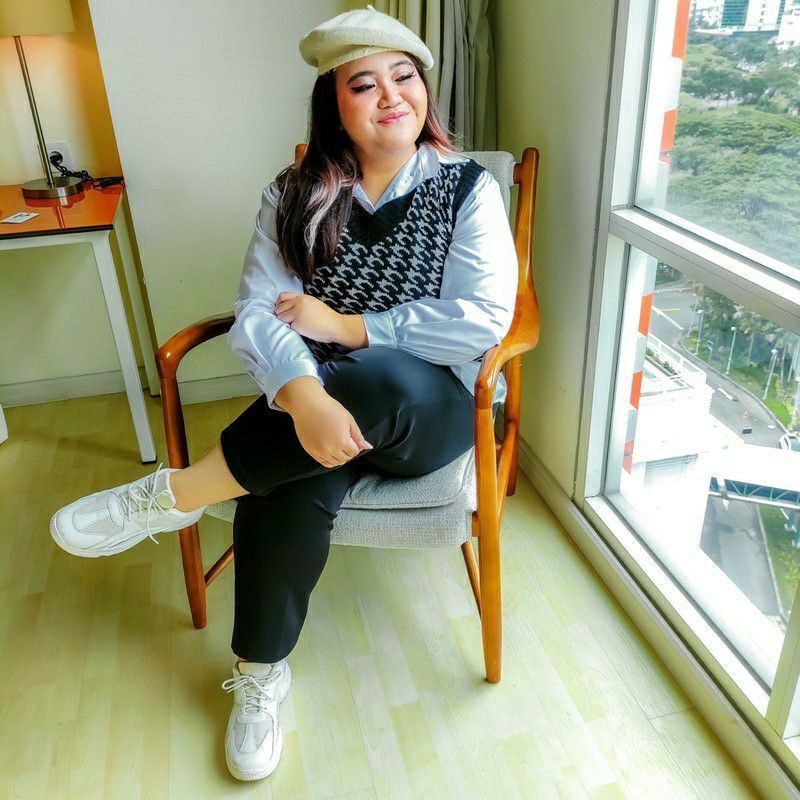 Jumbo Vest Jennie Houndstooth Korea LD 140 vest bigsize