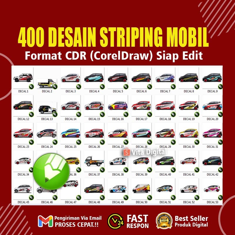 Template Desain Coreldraw Stiker Striping, Decal Mobil