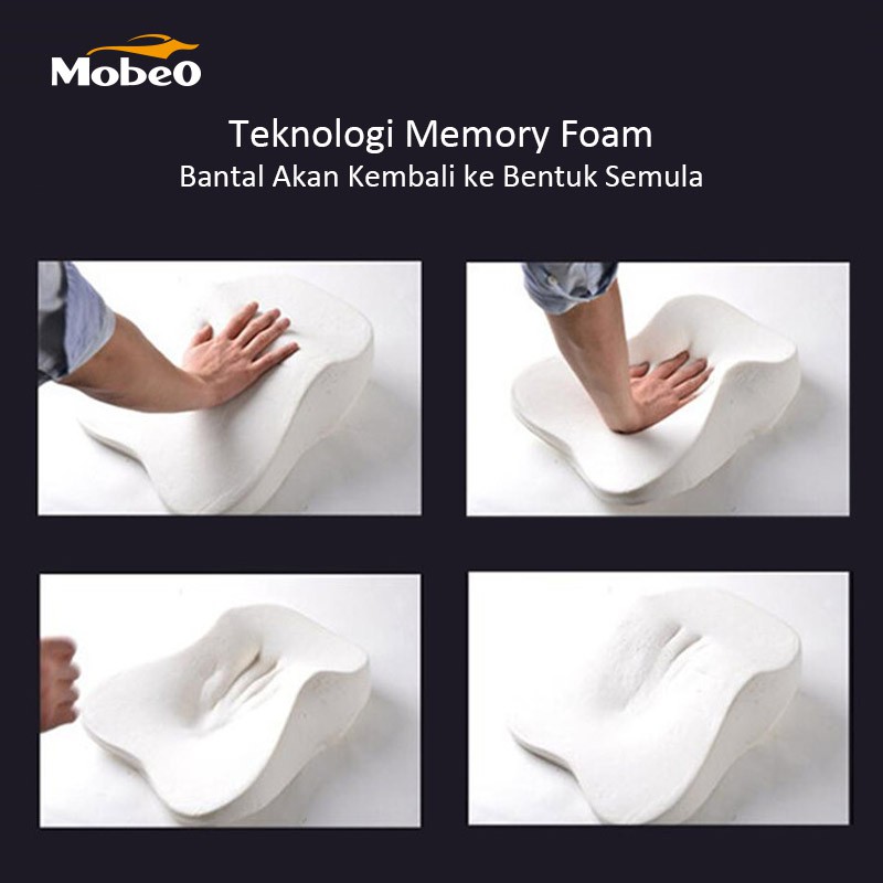 Mobeo Bantal Mobil Sandaran Leher / Punggung Memory Foam + Katun Linen Car Neck / Back Pillow