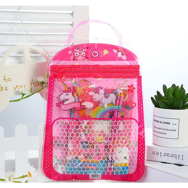 Alat tulis set tas 7 in 1 bingkisan kado ulang tahun anak sekolah pensil buku kartun stationary set birthday souvernir gift