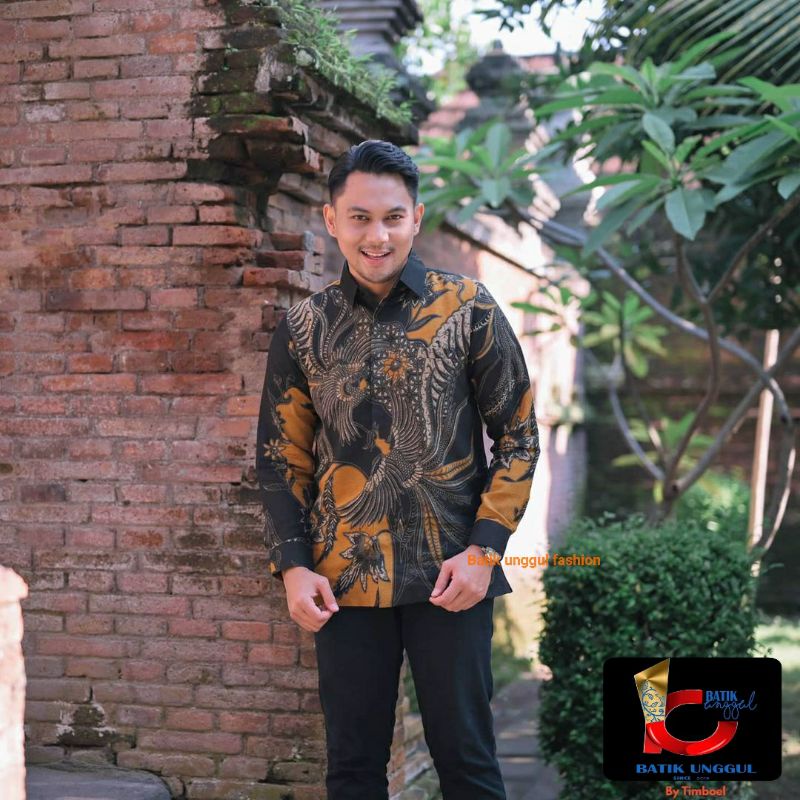 KEMEJA BATIK PRIA BAHAN DOBBY LENGAN PANJANG BERPURING/BAJU BATIK KONDANGAN TERLARIS