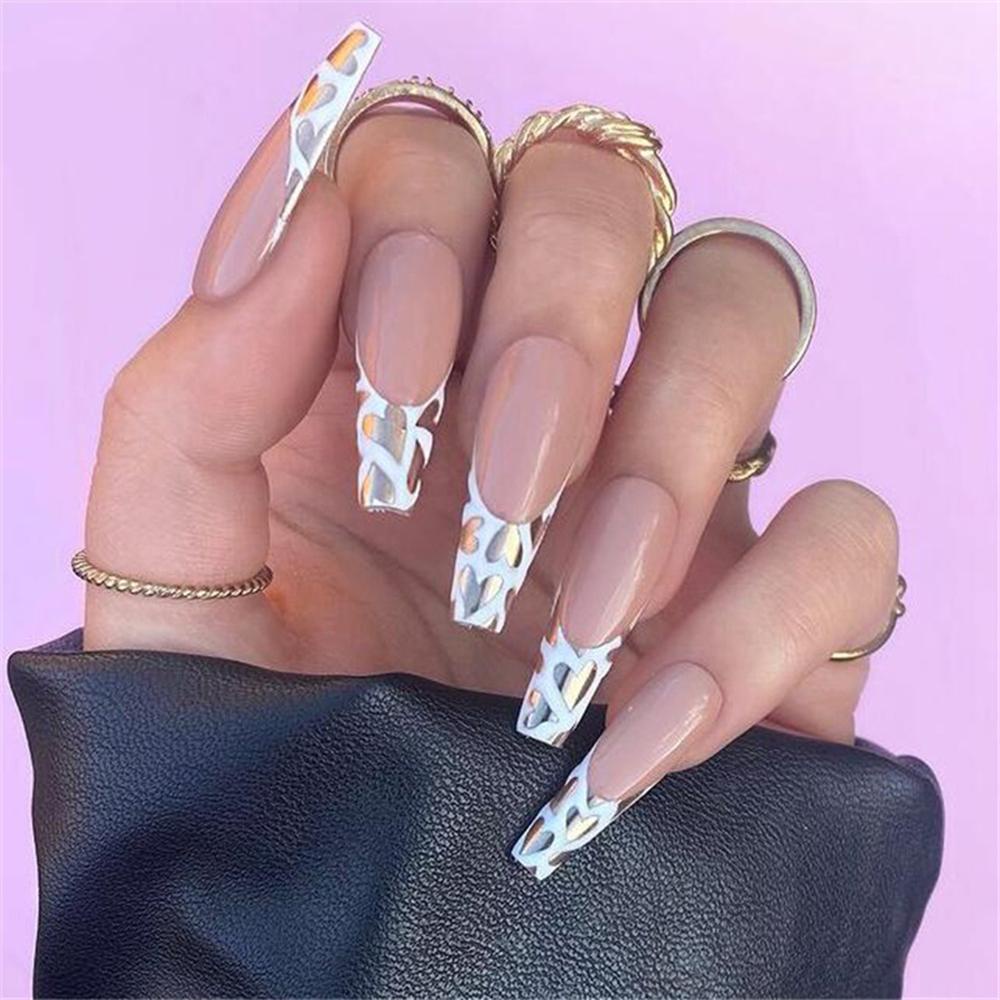 Mxbeauty Cinta Hati Stiker Kuku Wanita Gadis Liburan Warna Grafis Peach Heart DIY Nail Decals