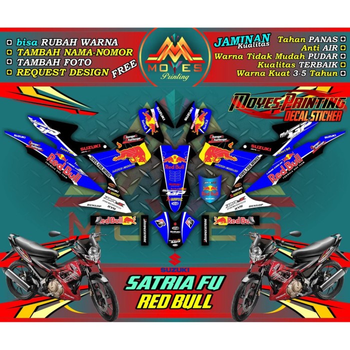 TERLARIS stiker satria fu redbull-decal stiker suzuki satria fu redbul-stiker satria fu fullbody