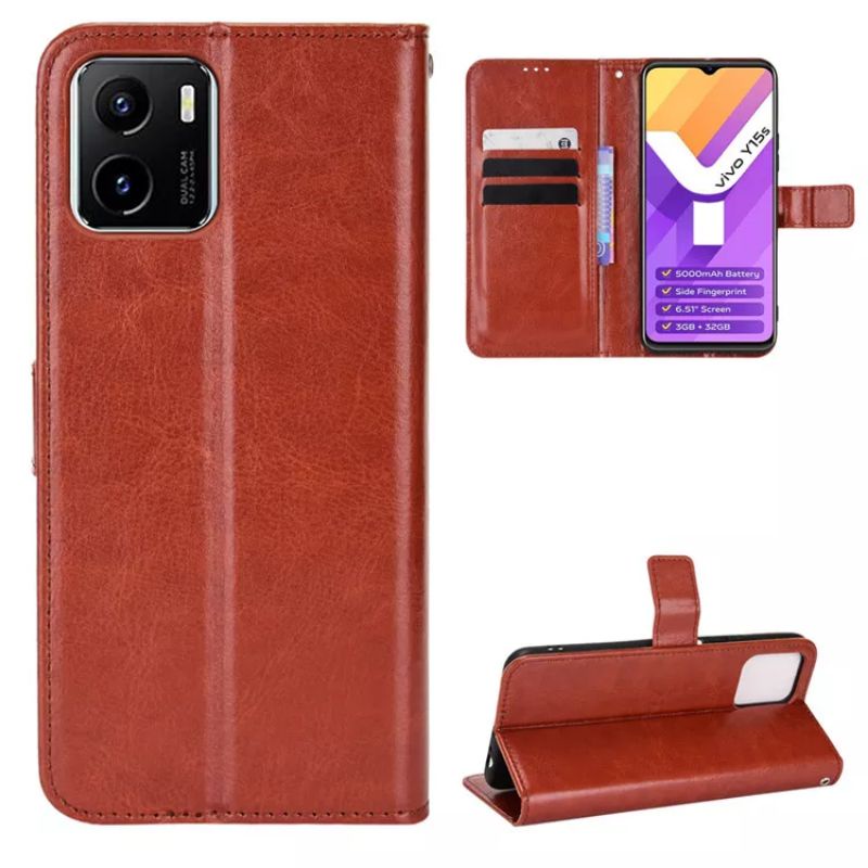 Dompet Hp Untuk Vivo Y15S - Leather Flip Case  Kulit Vivo Y15s
