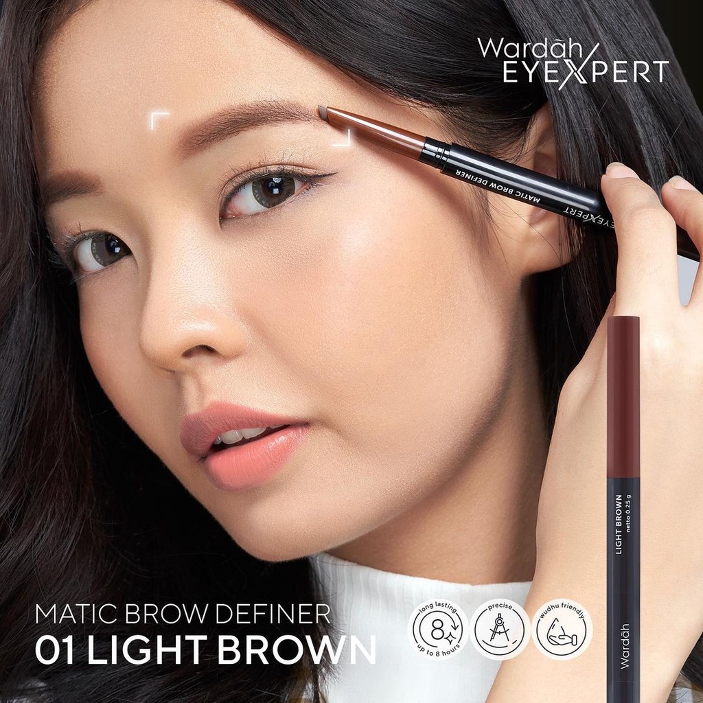 Wardah EyeXpert Matic Brow Definer Eye Brow Eyebrow pencil (pensil alis) Anti Air dan Tahan Lama (KIM)