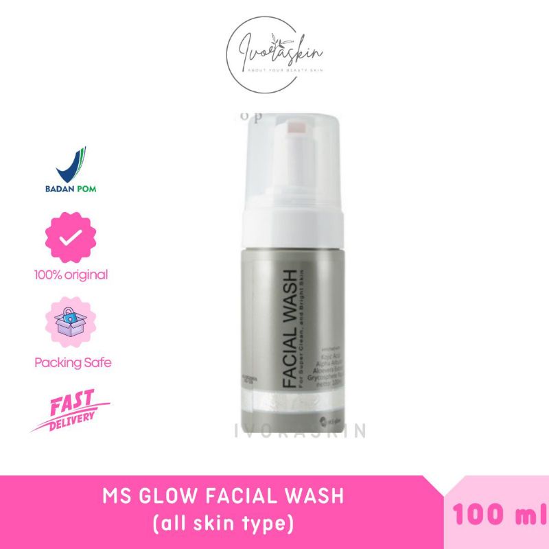 (GRATIS MASKER) MS GLOW FACIAL WASH SABUN CUCI MUKA  PEMBERSIH WAJAH WHITENING