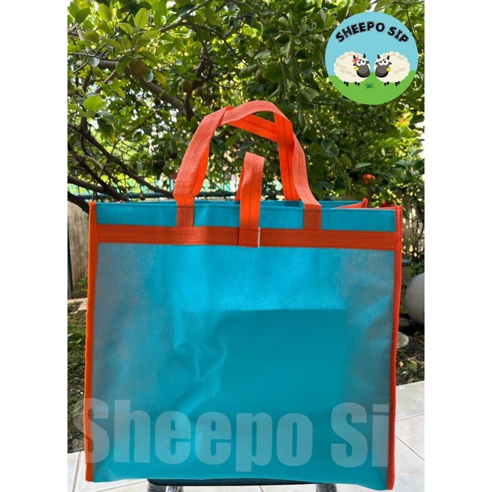 NEW TAS KAIN BELANJA SUPERMARKET 40X35X21 BATIK TAS SEMBAKO TAS LIPAT KUAT - TOSCA-ORANGE