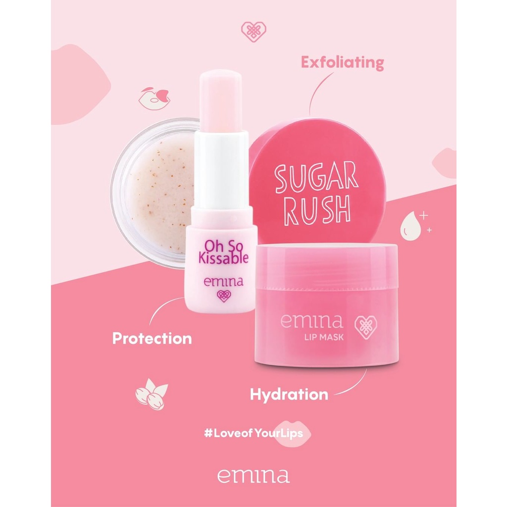 ✿ELYSABETHME✿ ˜”*°• emina •°*”˜.  emina lips mask masker bibir lembut untuk pelembab lipgloss oil serum