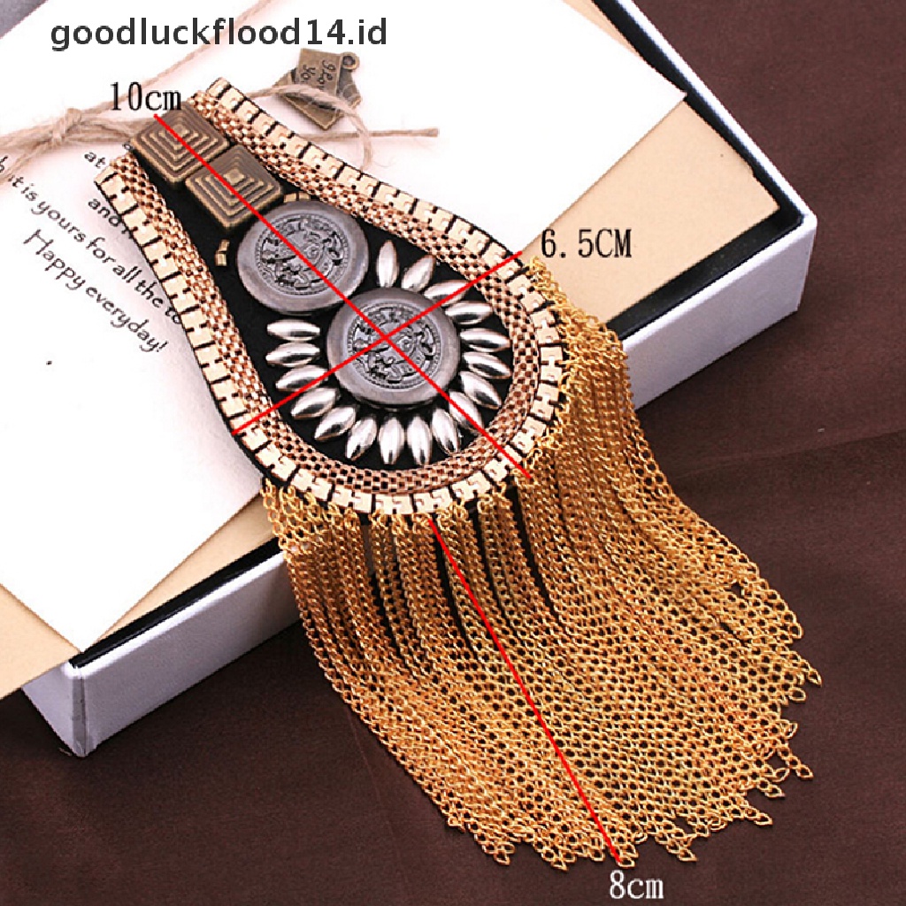 [OOID] 1pc Tassel Chain Shoulder Board Badges Epaulet Epaulette Military Pin on Brooch ID