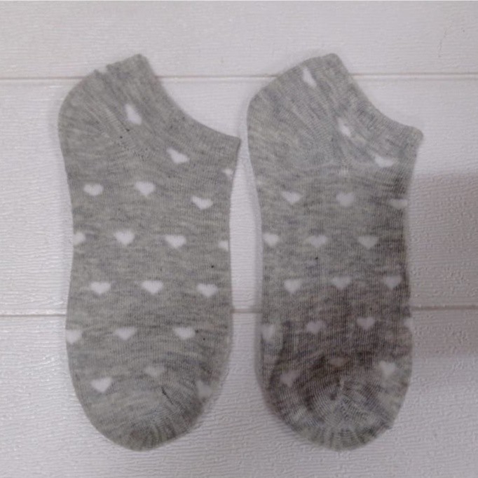 ☀ INDOLAND ☀ R097 Kaos Kaki Fashion Unisex Wanita Pria Murah Kaus Motif Semata Kaoskaki Ankle Sock Pendek-LOVE ABU-ABU