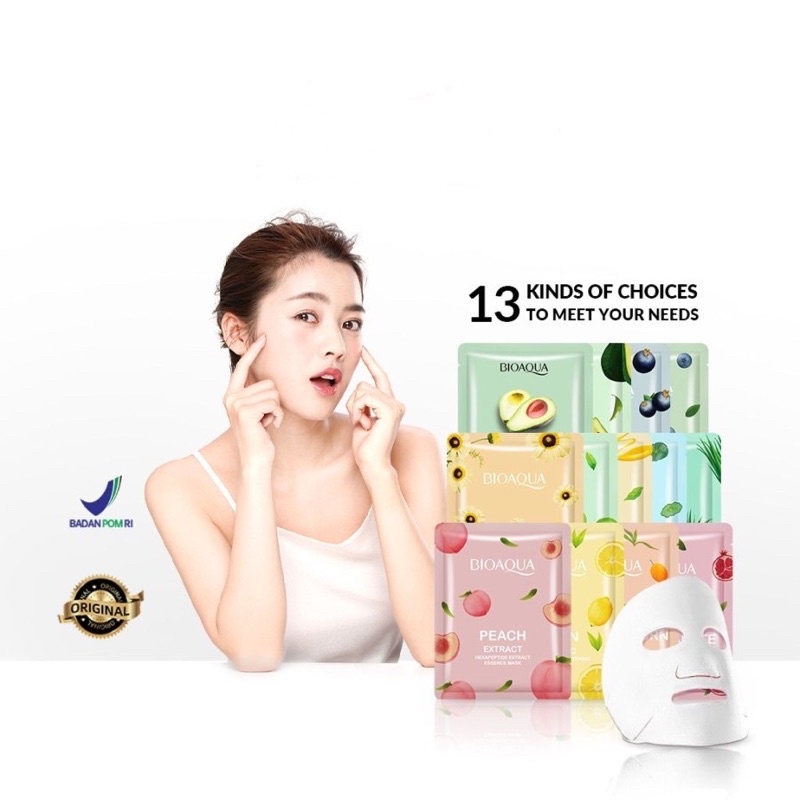 Qeila - BIOAQUA sheet mask Hydrating Essence face Mask Brightening Moisturizing skin care anti aging Masker Wajah (25g)