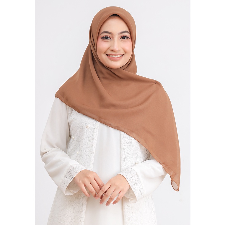 Umama Scarf - Kerudung Polos Segi Empat Potton Square-brown