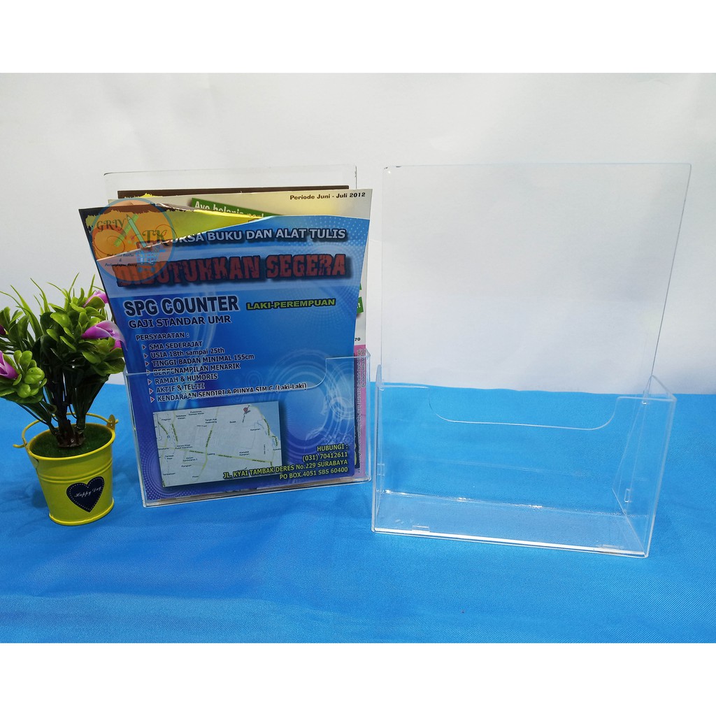 

TENT CARD DISPLAY BROSUR ACRYLIC SIGN HOLDER TEMPAT BROSUR 1 SISI AKRILIK UK. A5