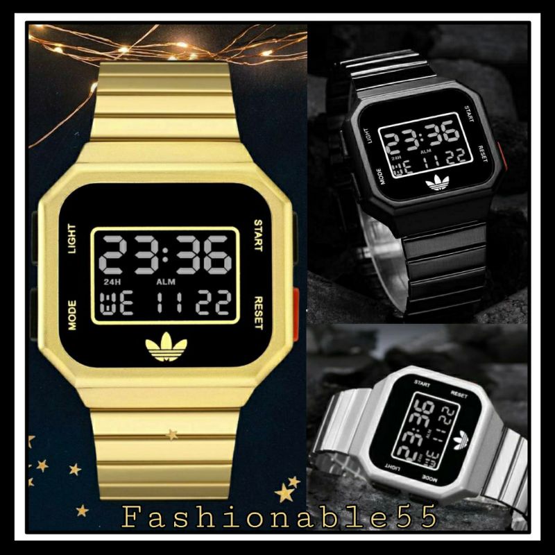 Jam Tangan Wanita ADIDAS Digital Rantai Stainless Steel - Fashionable 55