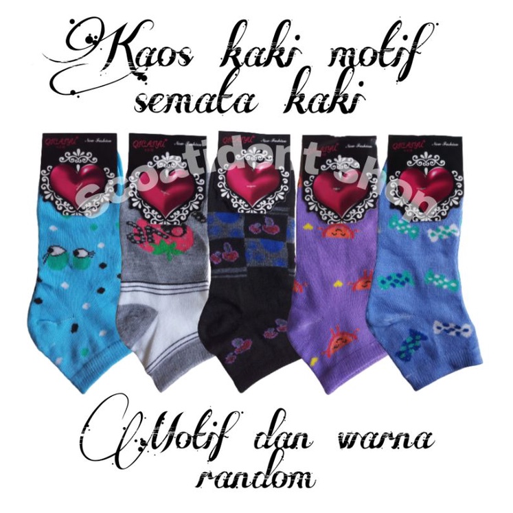 KAOS KAKI PENDEK MOTIF SEMATA KAKI WANITA 6 PASANG