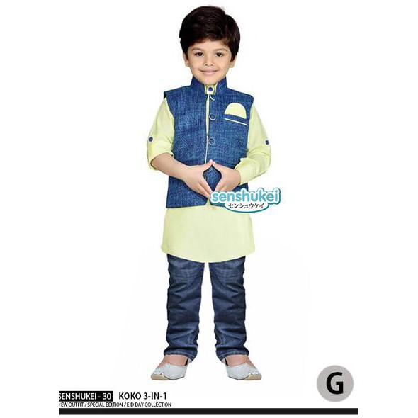 promo senshukei 30g besar baju koko anak rompi biru hijau lime india import terbaru