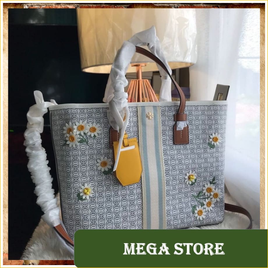 ORIGINAL TORY BURCH - Gemini Link Canvas Applique Tote [ NEW FULLSET ]