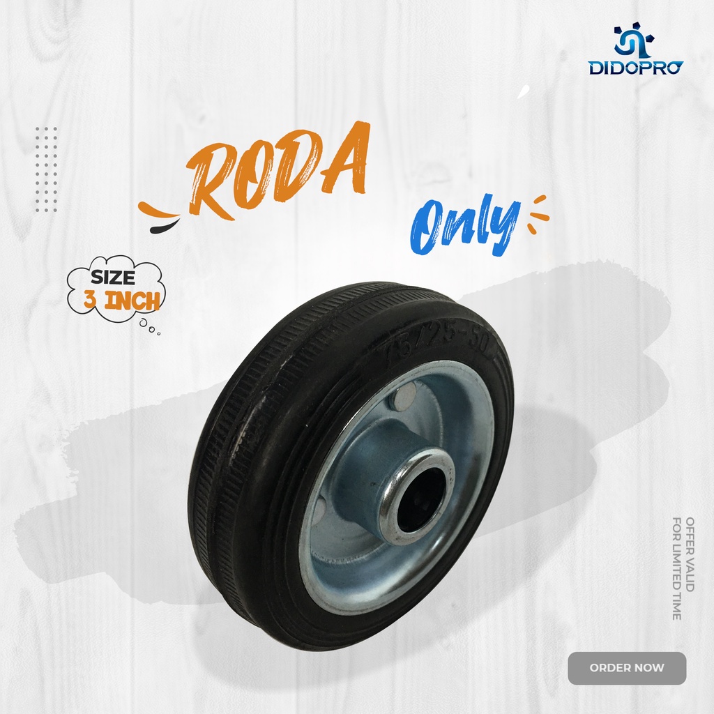 Roda Etalase 3&quot; Wheel Only / Roda Karet / Roda Trolley / Roda Gerobak