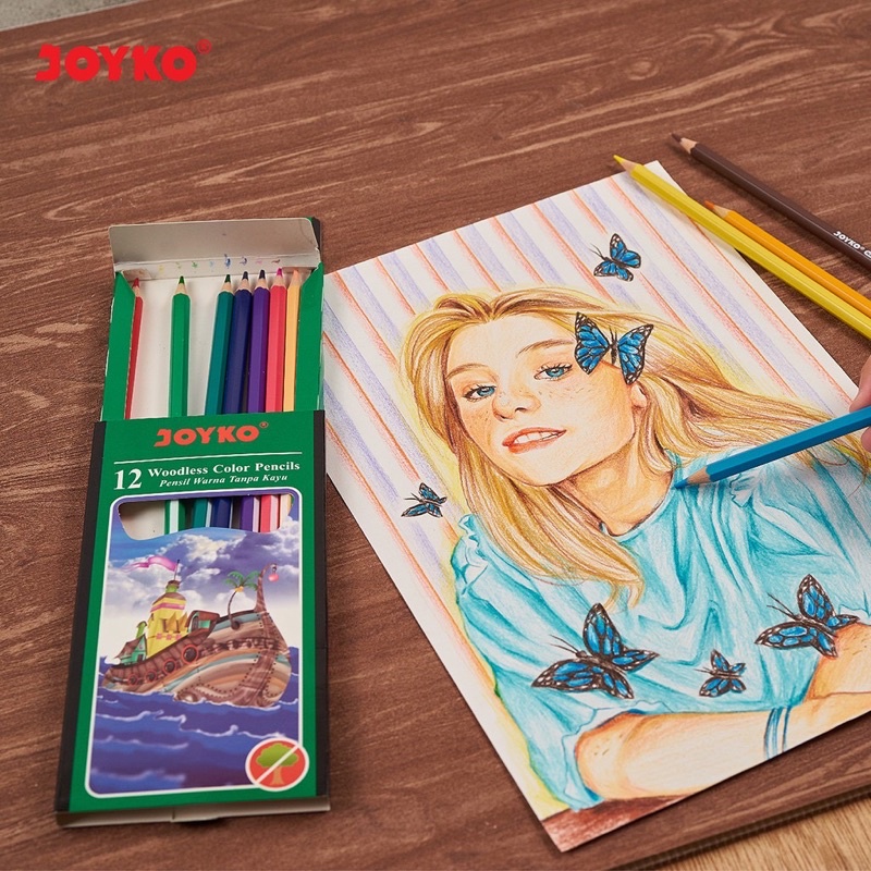 

PENSIL 12 WARNA JOYKO WOODLESS COLOUR PENCILS CP-103