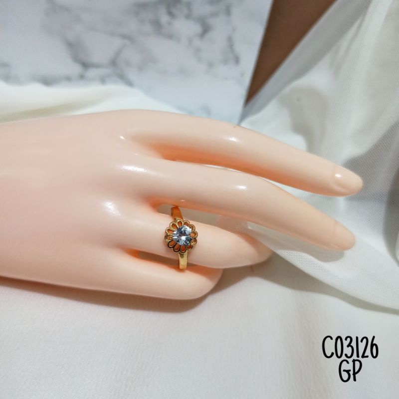 Cincin Fashion Mata Zircon Love Gold C03126