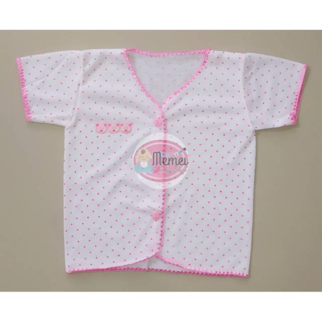 1 LUSIN (12 pcs) Baju bayi pendek POLKADOT halus lembut