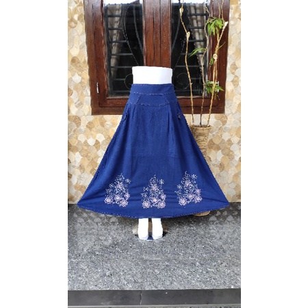 Rok Jeans Wanita / Rok Panjang Wanita / Rok Bordir / Rok Jeans Murah / Rok Cantik