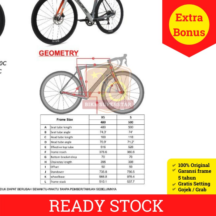 Sepeda Balap Road Bike Pacific WHIZZ Carbon UCI Shimano 105 TA