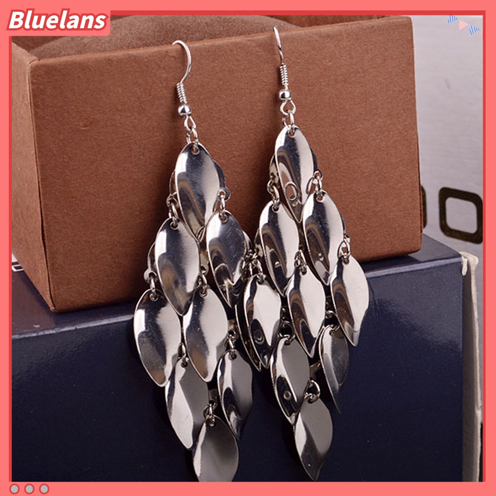 Bluelans Anting Panjang Menjuntai Bentuk Tetesan Air Untuk Wanita