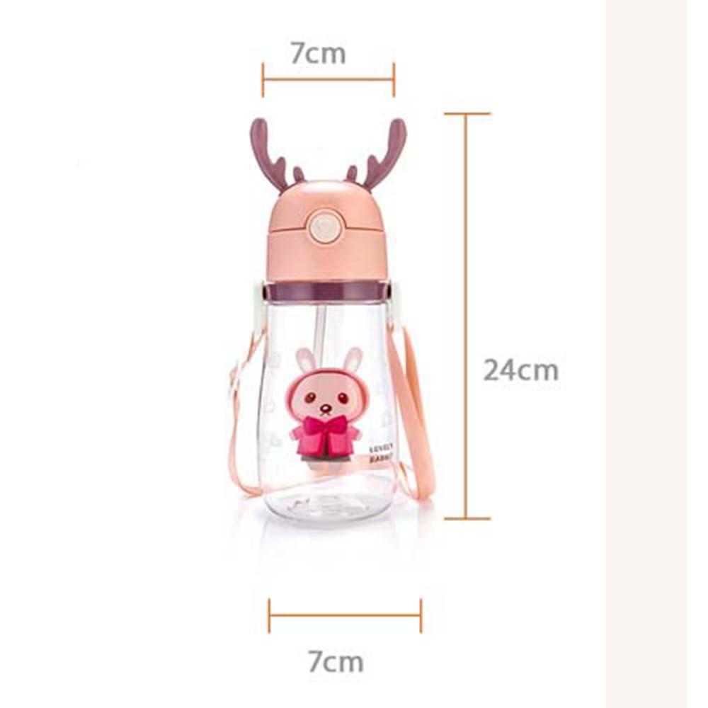 [Elegan] Botol Air Minum Portable Animal Gravity Ball Outdoor Plastik Sedotan Tempat Minum