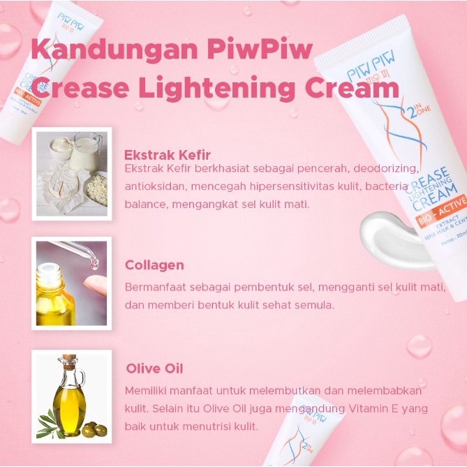 Piw Piw Crease Krim Pemutih Ketiak Siku Lutut dan Selangkangan Piw Piw Lighteing Cream