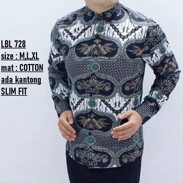 KEMEJA BATIK PRIA LENGAN PANJANG KALEM MODEL SLIM LBL 38