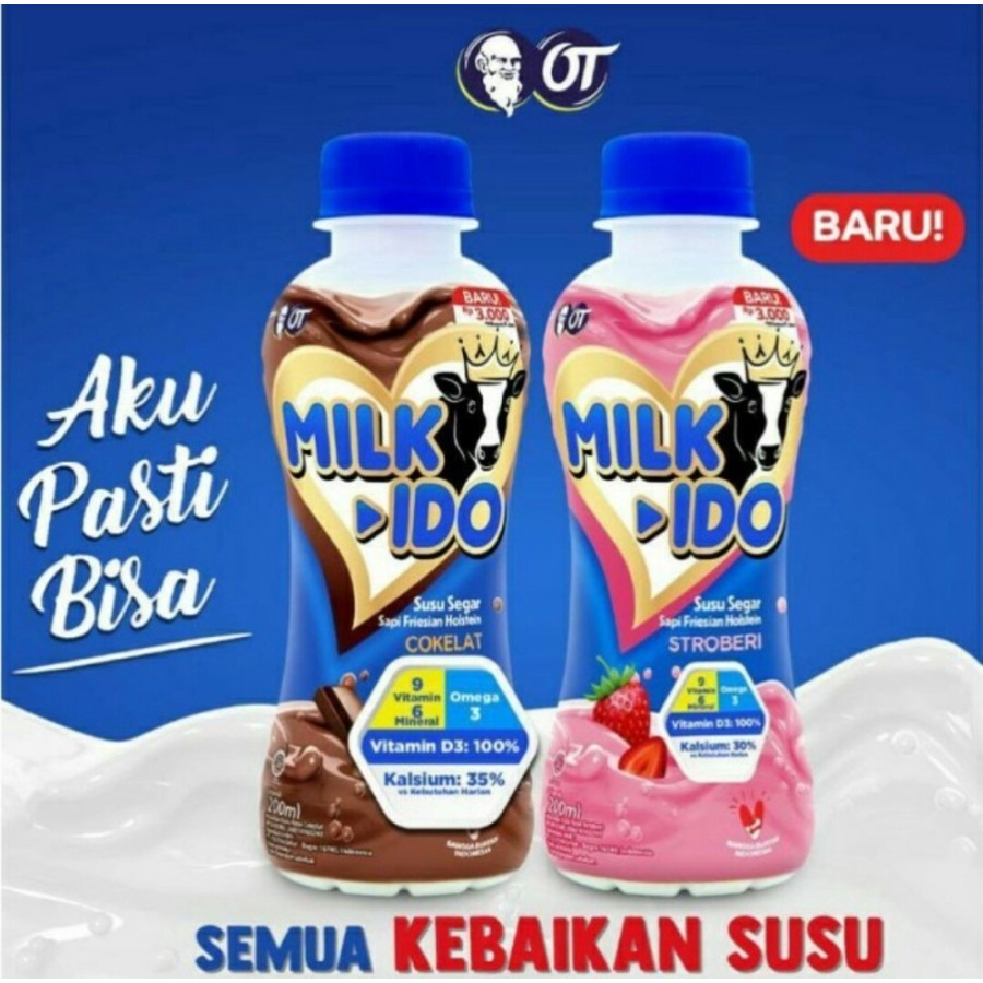 Susu Sapi Segar Susu Milkido Strawberry Coklat 200 Ml MILK-IDO