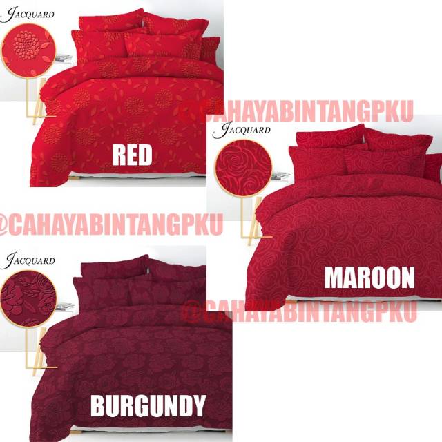 Sprei Jaquard Polos warna Emboss Vito King 180x200 Single 120x200 Murah Red Pink Brown Blue Maroon