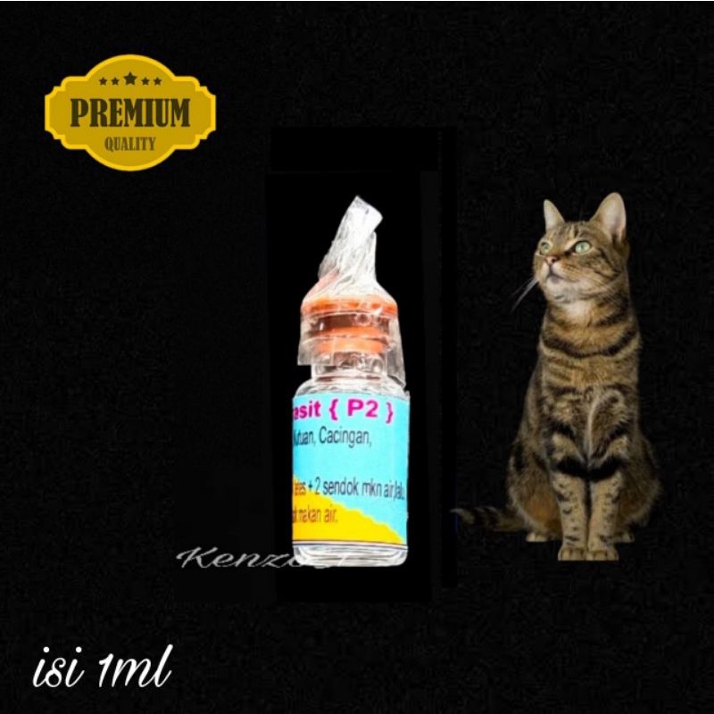 Obat vitamin Kucing Minum Original P2 Untuk Jamur Kutu Scabies Kulit Gatal Koreng Abses cacingan Kutu Telinga by uky amino