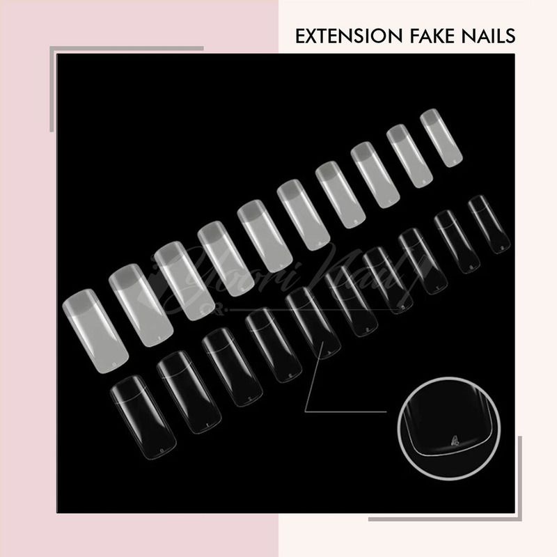 Extension nails pack isi 500pcs natural cream clear bening kuku palsu kupal fake nails nail tip