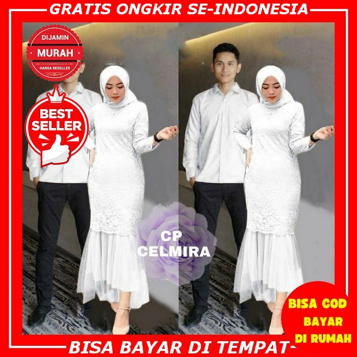 Baju Gamis Kemeja Couple Pasangan Dress Brokat Brukat Import Untuk Pesta Kondangan Nikahan Wanita Pe
