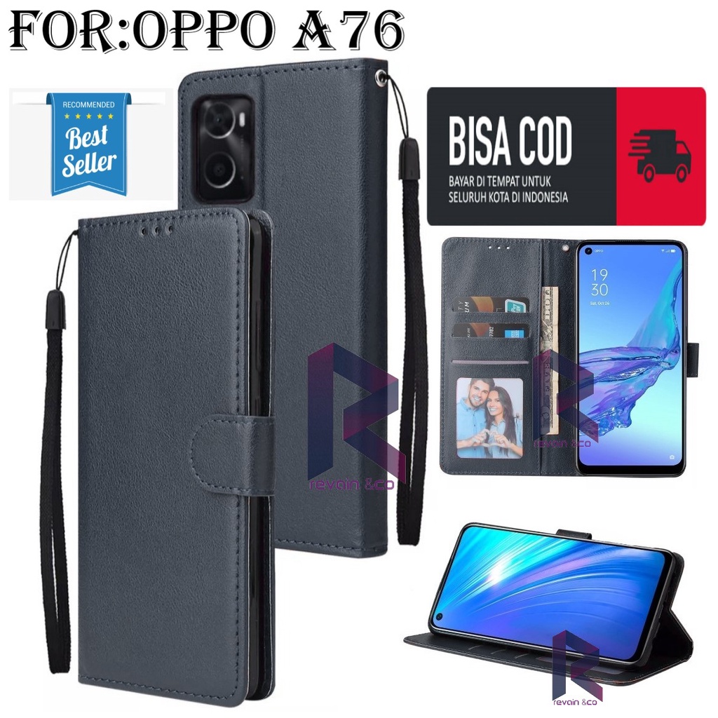 NEW OPPO A76 CASE FLIP WALLET LEATHER KULIT PREMIUM SARUNG BUKA TUTUP FLIP CASE OPPO A76