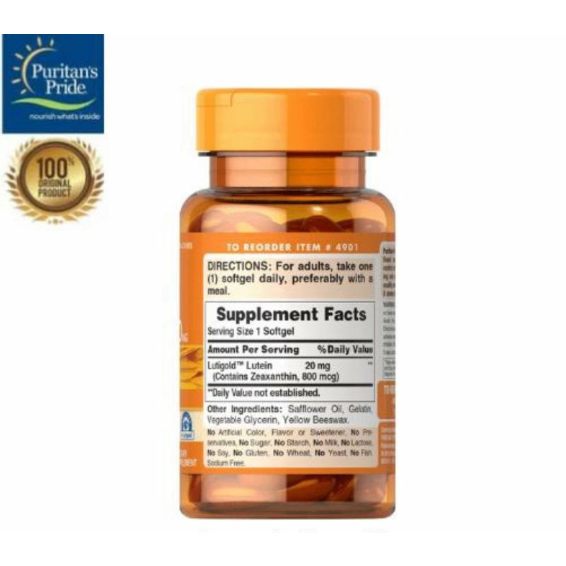 Puritan's Pride Lutigold Lutein 20mg/40mg isi 60 sofgels