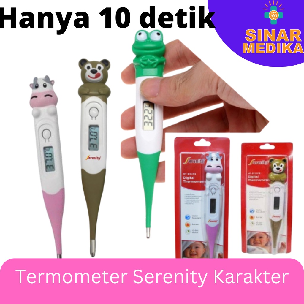 Termometer Karakter Serenity ujung lentur. 10 Detik Alat Pengukur Suhu Ketiak Mulut Serenity anak dewasa Cepat . Digital Thermometer