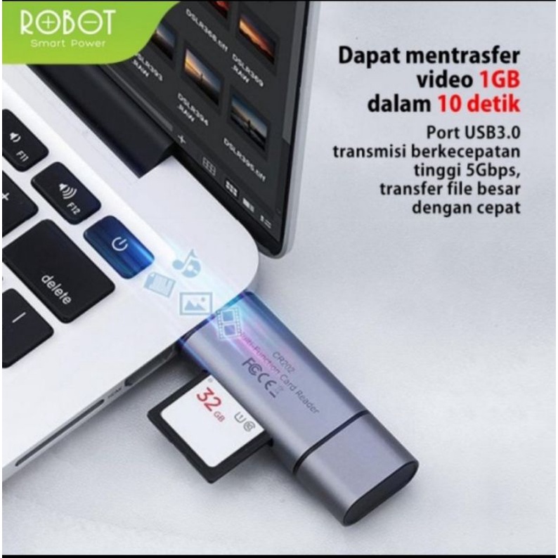 Robot CR202 Card Reader Otg Type C - Card Reader Robot Usb 3.0 + Usb C Original