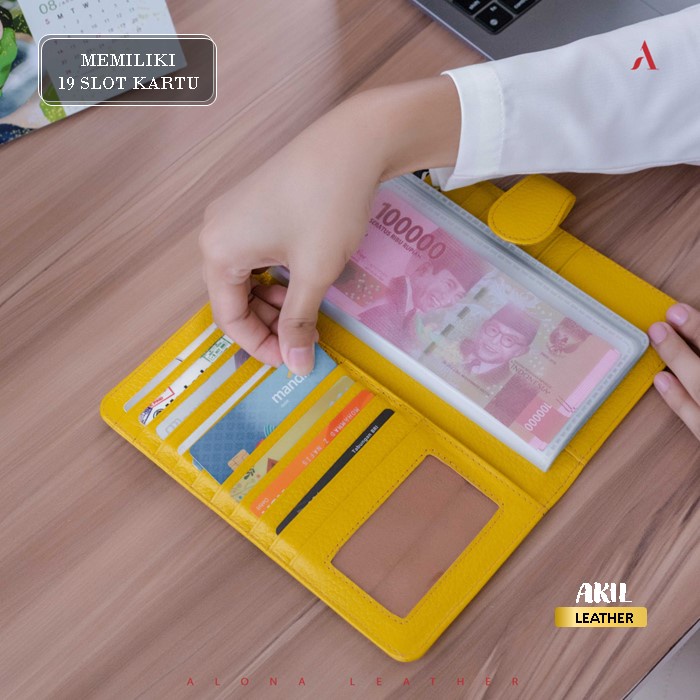 Dompet Panjang Kulit Wanita Organizer Branded Alona Planner Leather Wallet Bahan 100% Kulit Sapi Asli Original Premium