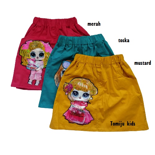 Rok anak LOL katun streach warna mustard 2-5 tahun